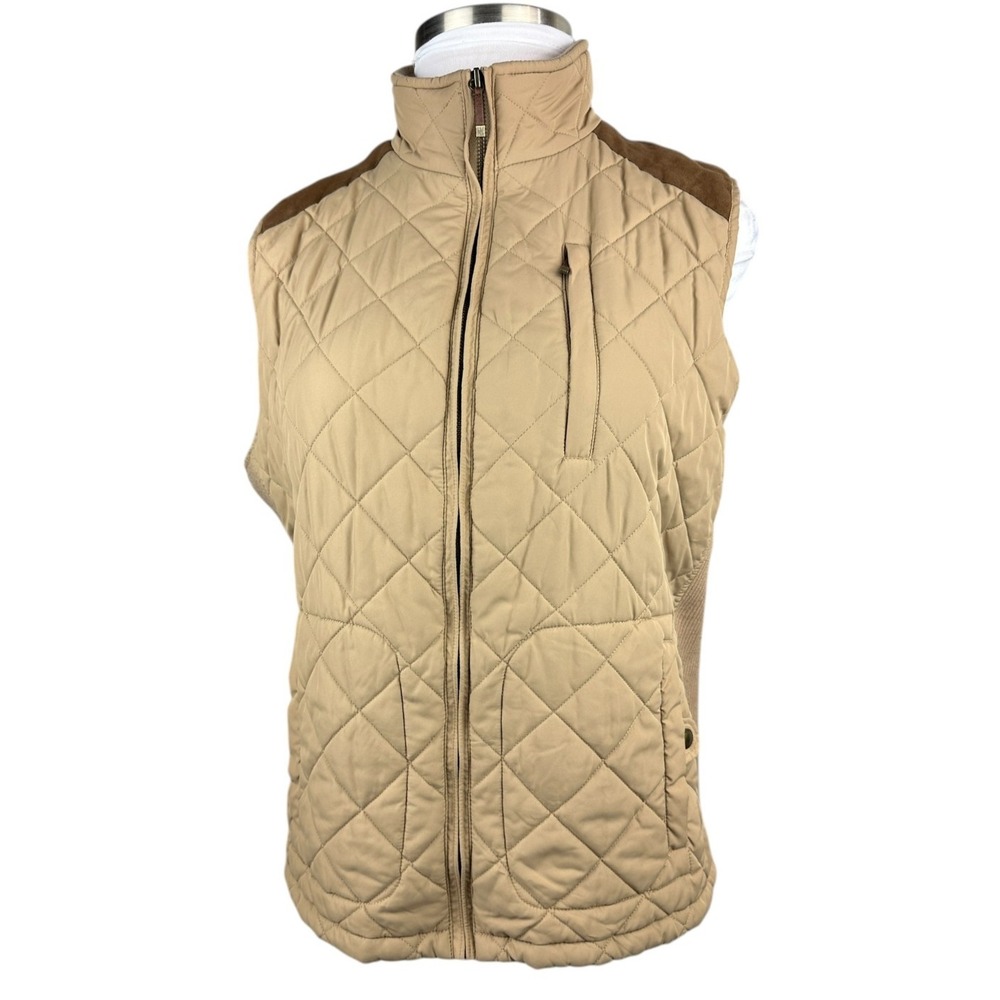 Lauren Ralph Lauren Quilted Vest Tan Zip Ribbed Sides Puffer Womens Plus Size 2X - Picture 2 of 16